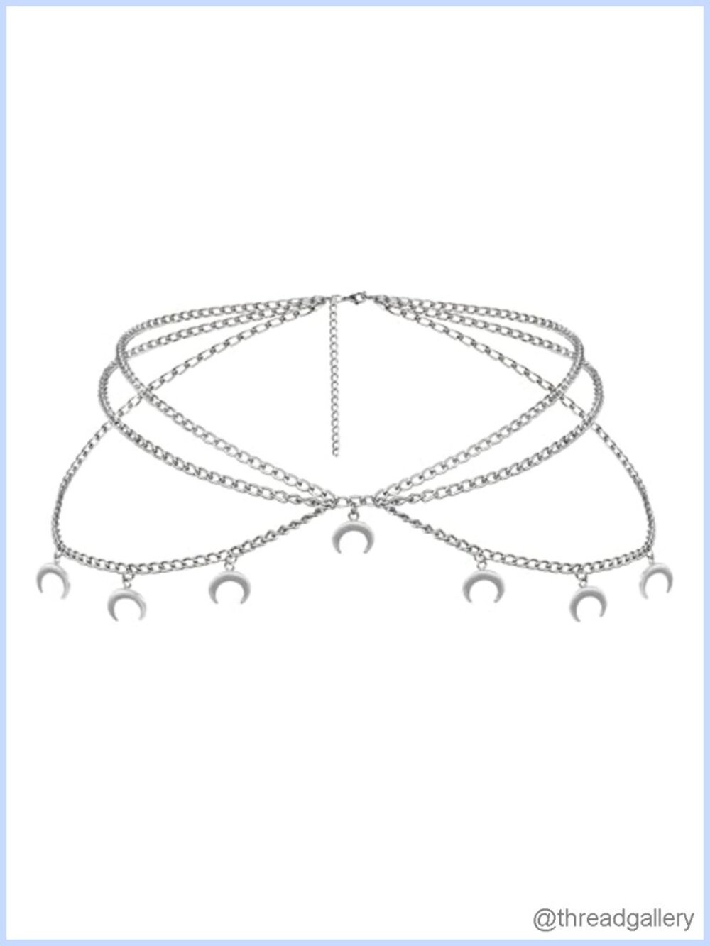 Crescent Moon Waist Chain Belt Silver-Tone Body Jewelry